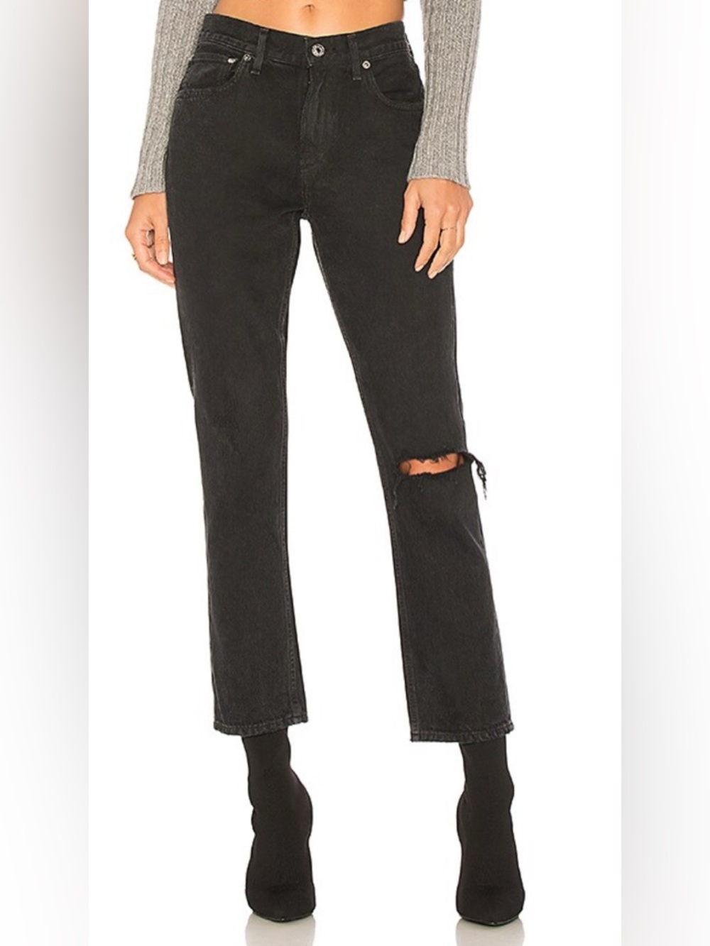 AGOLDE Cigarette Low Slung Straight Leg High-Rise Black Jeans Size 31
